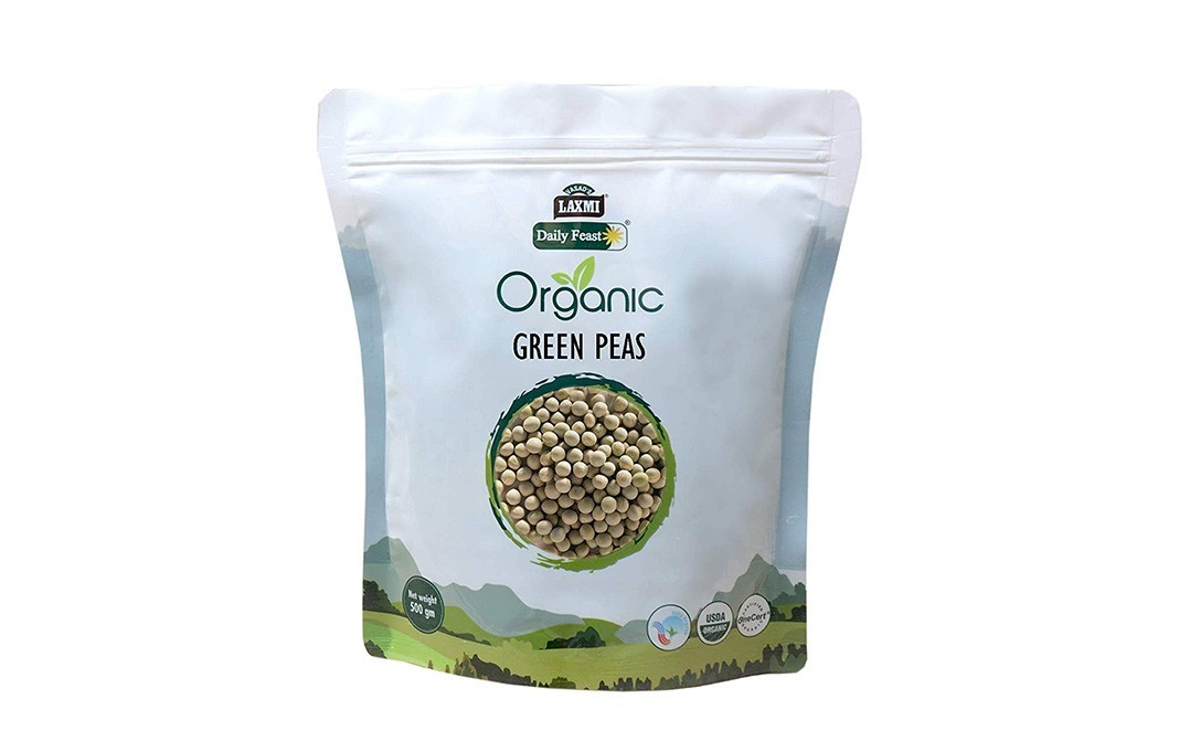 Laxmi Daily Feast Organic Green Peas    Pack  500 grams